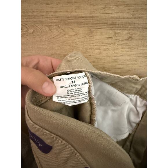 Gloria Vanderbilt Amanda Jeans Womens 14 Long Khaki Beige High Rise Stretch - Picture 4 of 7